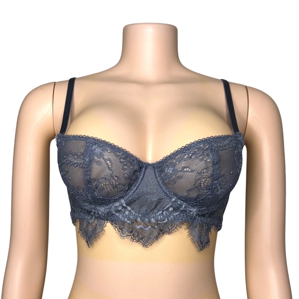 Victoria's Secret Dream Angels Push Up Without Padding Gray Lace Bra Size‎ 34B